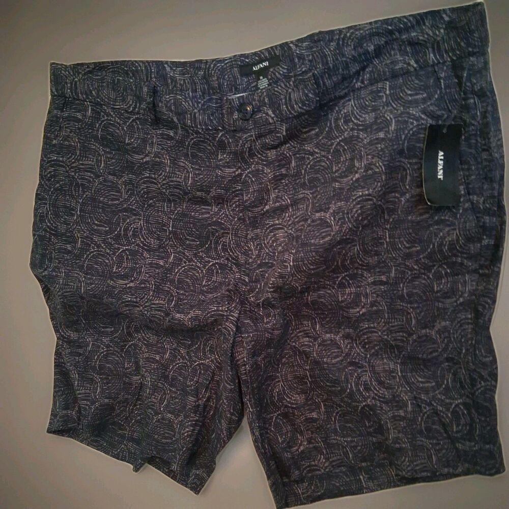 Alfani  Linen Blend Geo Print Stretch Men's Shorts 38 NWT Neo Navy
